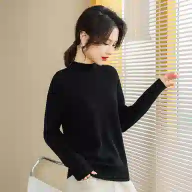 恒源祥 半高领套头纯色长袖毛衣 女款