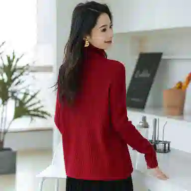 恒源祥 经典高领纯色套头长袖毛衣 女款