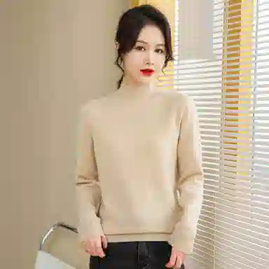 恒源祥 半高领套头纯色长袖毛衣 女款