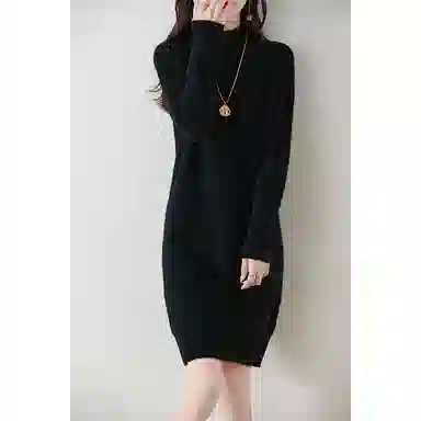 恒源祥 百搭半高领纯色长袖针织衫 女款