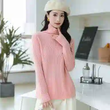 恒源祥 经典高领纯色套头长袖毛衣 女款