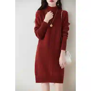 恒源祥 百搭半高领纯色长袖针织衫 女款