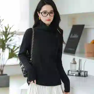 恒源祥 经典高领纯色套头长袖毛衣 女款