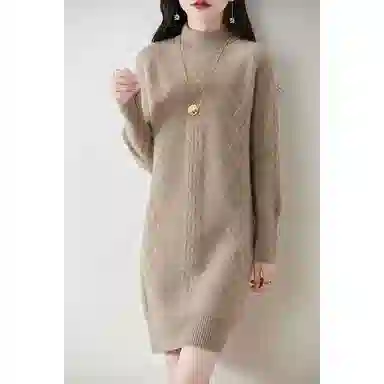 恒源祥 百搭半高领纯色长袖针织衫 女款