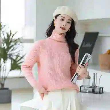 恒源祥 经典高领纯色套头长袖毛衣 女款