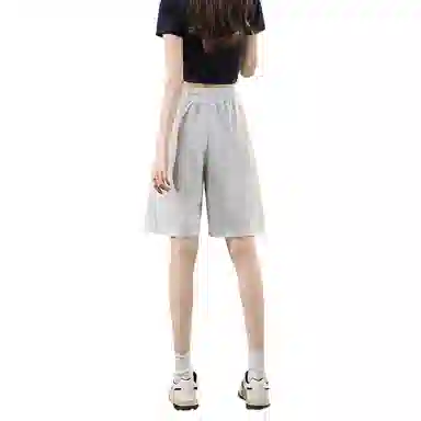 快鱼 美式字母百搭宽松潮牌直筒垂感时尚五分简约基础款休闲短裤 男女同款