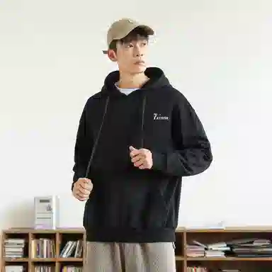 快鱼 韩系时尚重磅个性简约印花基础款多巴胺休闲时尚舒适宽松百搭无性别主义连帽卫衣 男女同款 酒红