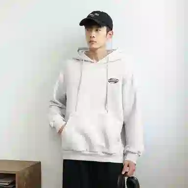 快鱼 韩系高级感街头时尚氛围感重磅个性手绘印花宽松舒适简约休闲无性别主义日常通勤必备连帽卫衣 男女同款 藏青