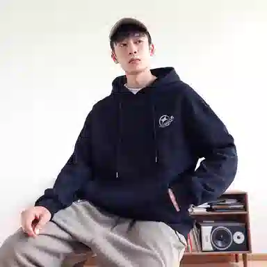 快鱼 韩系校园少年氛围感重磅个性印花时尚简约休闲宽松舒适无性别主义日常百搭连帽卫衣 男女同款