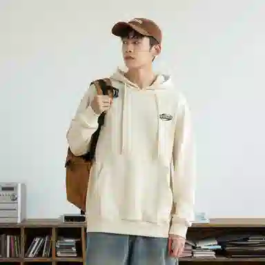 快鱼 韩系高级感街头时尚氛围感重磅个性手绘印花宽松舒适简约休闲无性别主义日常通勤必备连帽卫衣 男女同款 藏青