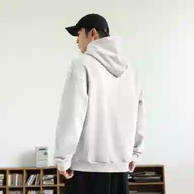 快鱼 韩系高级感街头时尚氛围感重磅个性手绘印花宽松舒适简约休闲无性别主义日常通勤必备连帽卫衣 男女同款 藏青