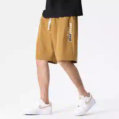 快鱼 薄款运动字母印花直筒五分休闲短裤 男女同款