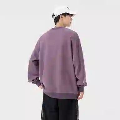 快鱼 美式复古重磅麂皮绒基础款多巴胺色系纯色宽松套头圆领通勤户外百搭长袖休闲卫衣 通用