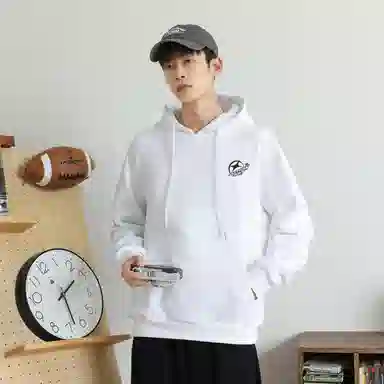 快鱼 韩系校园少年氛围感重磅个性印花时尚简约休闲宽松舒适无性别主义日常百搭连帽卫衣 男女同款