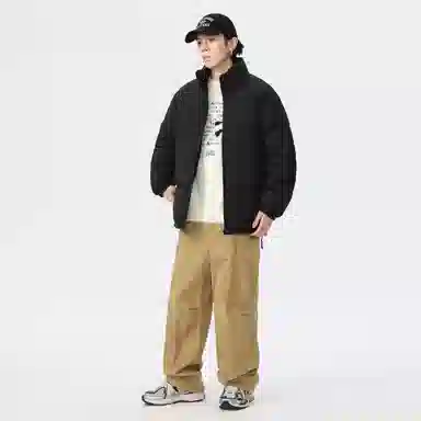 快鱼 日系无性别主义日常通勤简约时尚百搭基础亲肤舒适保暖休闲长袖棉服 男女同款