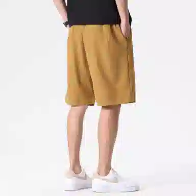快鱼 简约字母印花薄款宽松时尚直筒五分休闲短裤 男女同款
