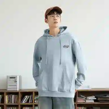 快鱼 韩系高级感街头时尚氛围感重磅个性手绘印花宽松舒适简约休闲无性别主义日常通勤必备连帽卫衣 男女同款 藏青