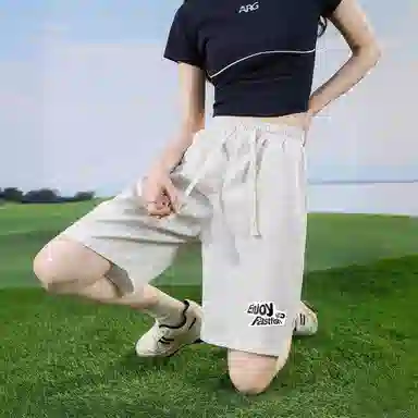 快鱼 美式字母百搭宽松潮牌直筒垂感时尚五分简约基础款休闲短裤 男女同款