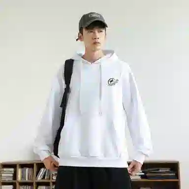 快鱼 韩系校园少年氛围感重磅个性印花时尚简约休闲宽松舒适无性别主义日常百搭连帽卫衣 男女同款