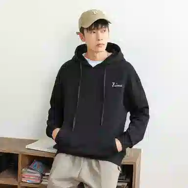 快鱼 韩系时尚重磅个性简约印花基础款多巴胺休闲时尚舒适宽松百搭无性别主义连帽卫衣 男女同款 酒红