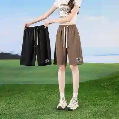 快鱼 美式字母百搭宽松潮牌直筒垂感时尚五分简约基础款休闲短裤 男女同款