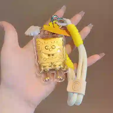 樱你心动 海绵宝宝卡通动漫活泼可爱萌趣童年时尚简约日常百搭轻奢小众高级感精致日常通勤包包 手机挂饰 金 挂件 女款