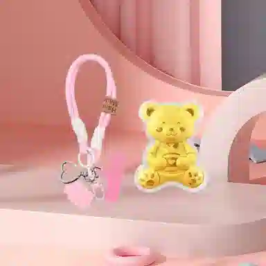 樱你心动 可爱萌趣抱抱小熊 简约创意森系百搭卡通日常小众设计高级感 金 挂件 男女同款情侣款