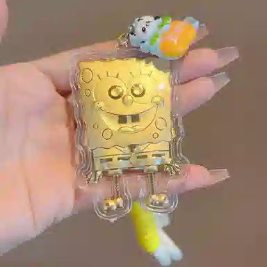 樱你心动 海绵宝宝卡通动漫活泼可爱萌趣童年时尚简约日常百搭轻奢小众高级感精致日常通勤包包 手机挂饰 金 挂件 女款