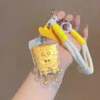 樱你心动 海绵宝宝卡通动漫活泼可爱萌趣童年时尚简约日常百搭轻奢小众高级感精致日常通勤包包 手机挂饰 金 挂件 女款