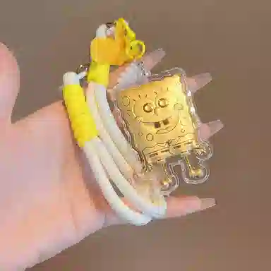 樱你心动 海绵宝宝卡通动漫活泼可爱萌趣童年时尚简约日常百搭轻奢小众高级感精致日常通勤包包 手机挂饰 金 挂件 女款