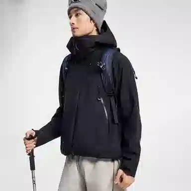 鸭鸭  冰壳系列 山系户外工装三合一四季外套时尚百搭宽松休闲连帽  耐磨透气防水防风防雨冲锋衣 男女同款