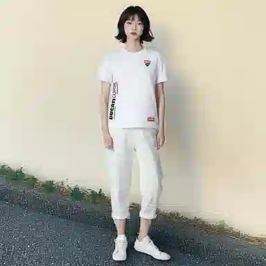 Topaz x Ducati Badge Stripe Tee White