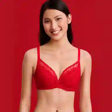 曼妮芬 蕾丝大胸显小薄软钢圈大杯文胸 女款