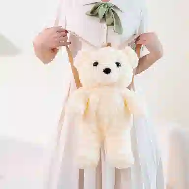 涩购 软创意玫瑰绒泰迪熊背包 可爱 玩偶周边