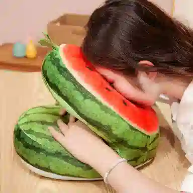 涩购 冰丝冰豆双面西瓜 创意萌趣 玩偶周边
