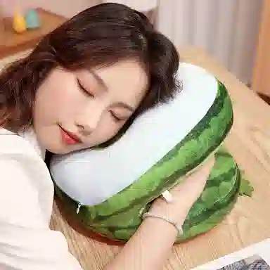 涩购 冰丝冰豆双面西瓜 创意萌趣 玩偶周边