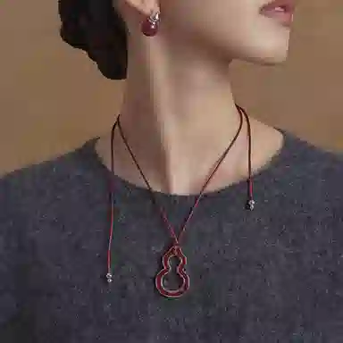 合璧 福禄来葫芦皮绳抽拉#好运 铜镀金 项链 女款