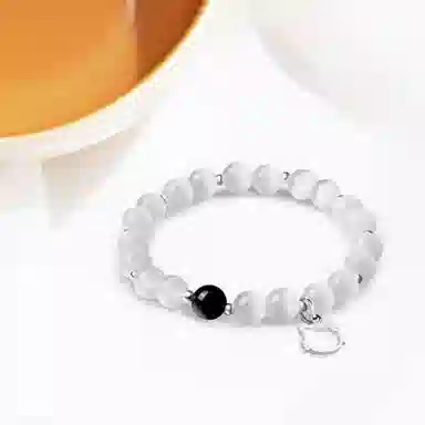 【S999镂空小猫】 京华录 招财纳福转运平安可爱猫猫足银白月光佛珠 森系简约日常通勤百搭串珠 招桃花旺事业#好运 琉璃 玉石手串 女款