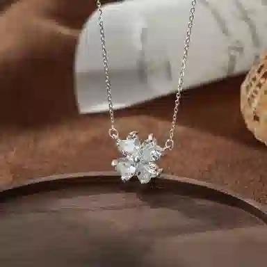 【999足银】 京华录 幸运爱心四叶草 轻奢母亲妈妈女神百搭精致小众高级甜美闪耀锁骨链 恋爱告白甜蜜七月七饰爱 锆石 纯银项链 女款