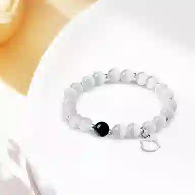 【S999镂空小猫】 京华录 招财纳福转运平安可爱猫猫足银白月光佛珠 森系简约日常通勤百搭串珠 招桃花旺事业#好运 琉璃 玉石手串 女款