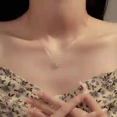 【999足银】 京华录 幸运爱心四叶草 轻奢母亲妈妈女神百搭精致小众高级甜美闪耀锁骨链 恋爱告白甜蜜七月七饰爱 锆石 纯银项链 女款