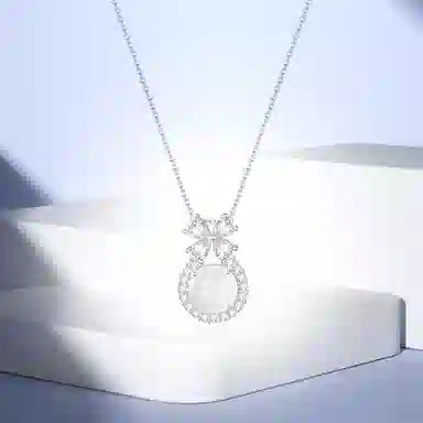 中国珠宝 蝴蝶结闪锆 简约高级轻奢国风 白月光清冷感温柔气质百搭锁骨链 玉髓 项链 男女同款情侣款