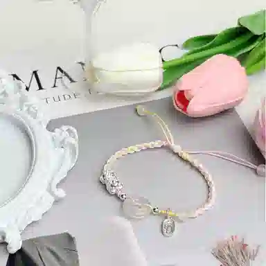 中国珠宝 招财平安扣手绳 新中式国潮转运纳福吞金兽优雅精致简约日常手工编织貔貅手饰 玉髓 手链 男女同款情侣款