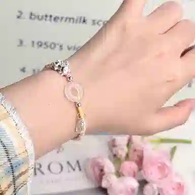 中国珠宝 招财平安扣手绳 新中式国潮转运纳福吞金兽优雅精致简约日常手工编织貔貅手饰 玉髓 手链 男女同款情侣款