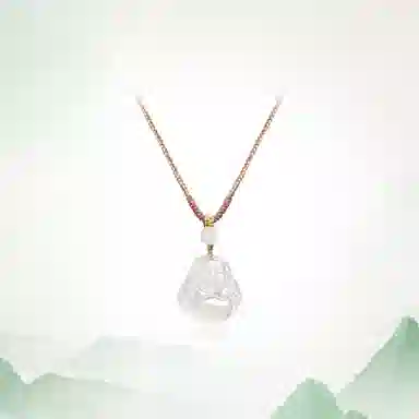 中国珠宝 笑口常开 招财纳福小佛公笑脸弥勒佛吊坠国风新中式小众设计手工编织绳可调节锁骨链好运 玉髓 项链 男女同款情侣款