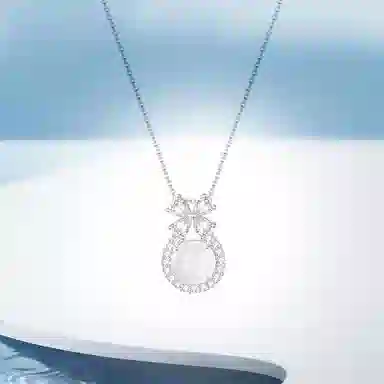 中国珠宝 蝴蝶结闪锆 简约高级轻奢国风 白月光清冷感温柔气质百搭锁骨链 玉髓 项链 男女同款情侣款