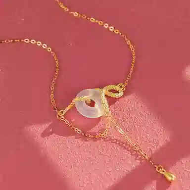 中国珠宝 白蛇缘起 白蛇有灵国风平安扣 新中式精致简约大方日常百搭好运 玉髓 项链 女款