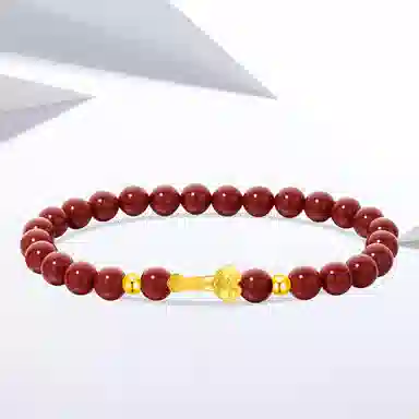 中国珠宝 平安如意 显白 新中式国潮好运连连如意平安复古轻奢精致 足金 一口价 黄金手串 男女同款情侣款