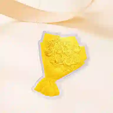 中国珠宝 画饼 玫瑰花束 爱的大饼创意设计永生花卉理财储蓄收藏纪念金摆件饰品 足金 一口价 金片 男女同款情侣款