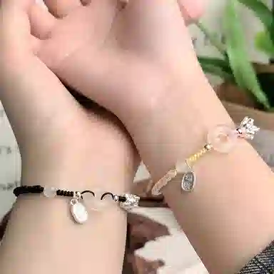 中国珠宝 招财平安扣手绳 新中式国潮转运纳福吞金兽优雅精致简约日常手工编织貔貅手饰 玉髓 手链 男女同款情侣款